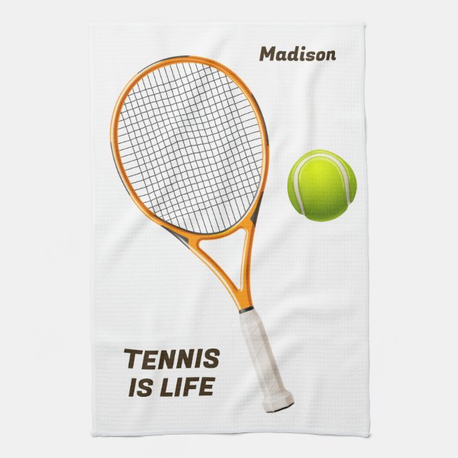 Linge De Cuisine Tennis de nom et de texte personnalisés (Vertical)