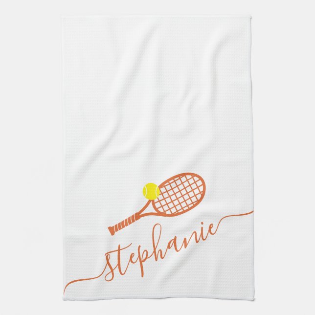 Linge De Cuisine Tennis Personnalisé Clay Nom du script (Vertical)