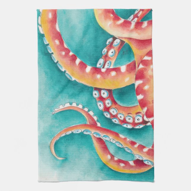 Linge De Cuisine Tentacles rouges d'Orange (Vertical)