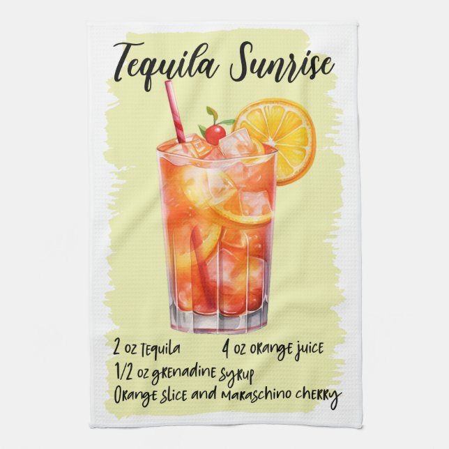 Linge De Cuisine Tequila Sunrise Cocktail Recette (Vertical)