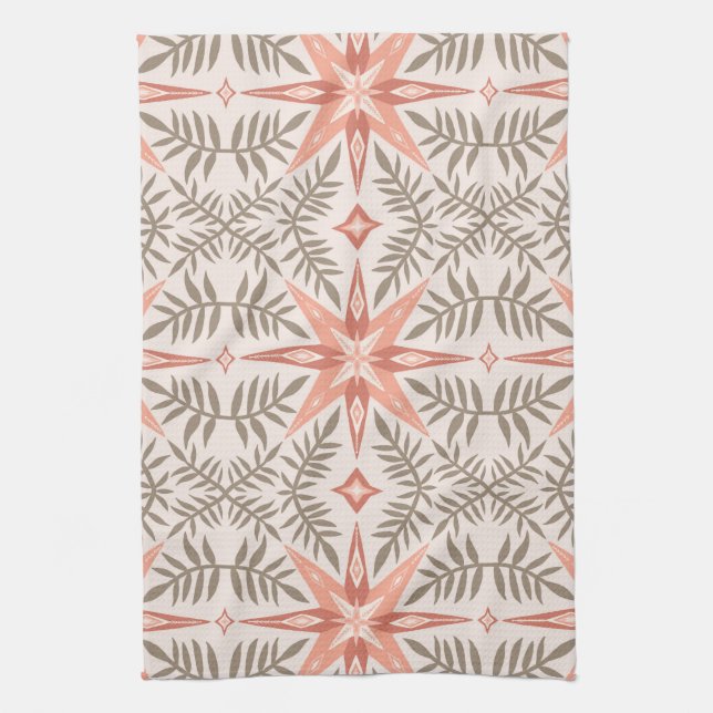 Linge De Cuisine Terracotta Stars & Vines Boho Motif (Vertical)