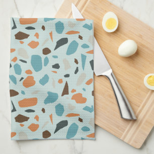 Linge De Cuisine Terrazzo bleu Motif