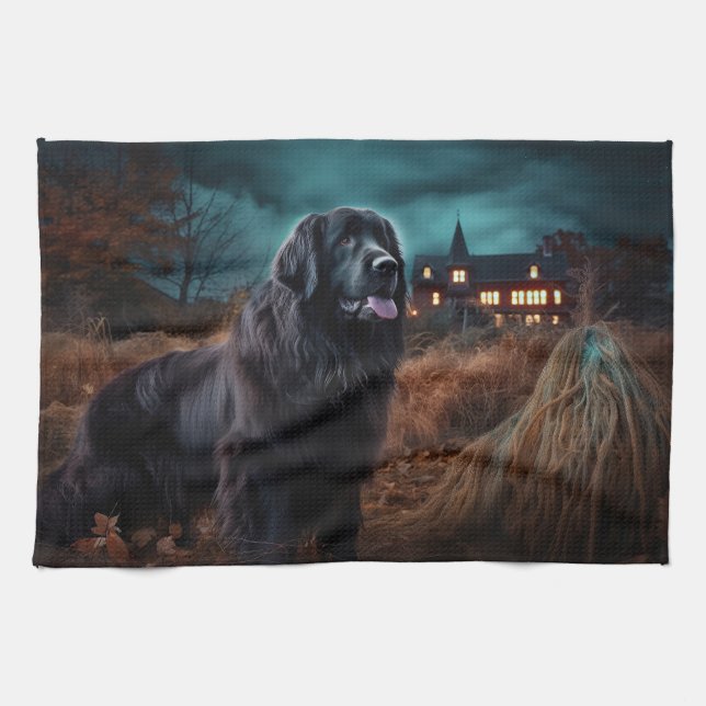 Linge De Cuisine Terre-Neuve Halloween (Horizontal)