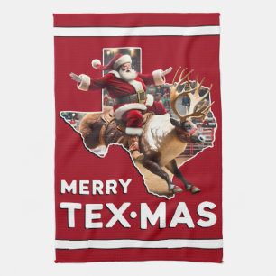 Linge De Cuisine Texas Christmas Joyeux Textes Père Noël Reindeer R