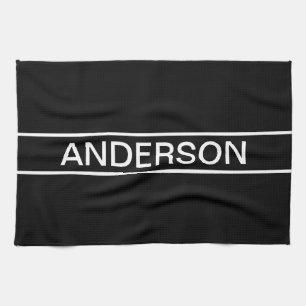 Linge De Cuisine Texte personnalisable   Bold Modern Black & White