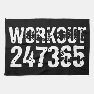 Linge De Cuisine Texte usé et rayé Workout 247365 blanc