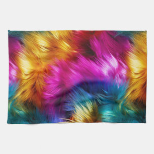 Linge De Cuisine texture de fausse fourrure de monstre arc-en-ciel 