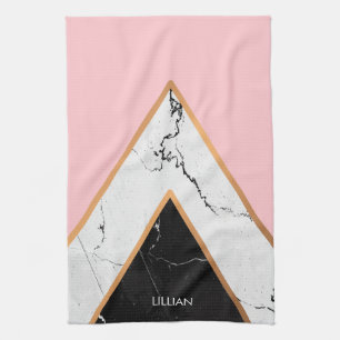 Linge De Cuisine Texture En Marbre Avec Lignes D'Or