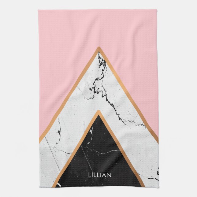 Linge De Cuisine Texture En Marbre Avec Lignes D'Or (Vertical)