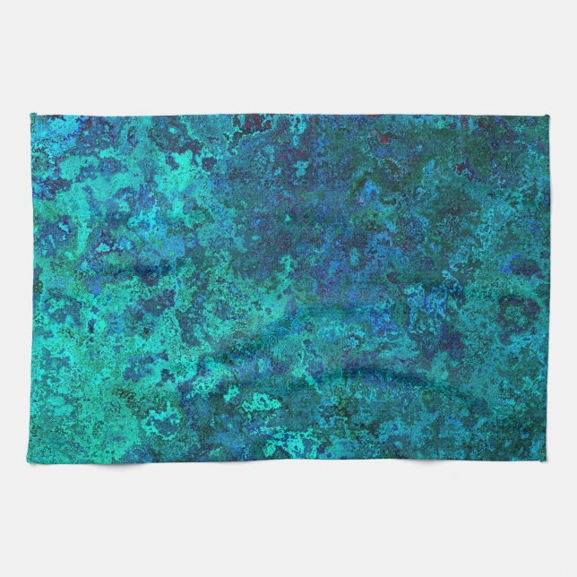 Linge De Cuisine Texture marbre pierre bleu et turquoise naturel (Horizontal)