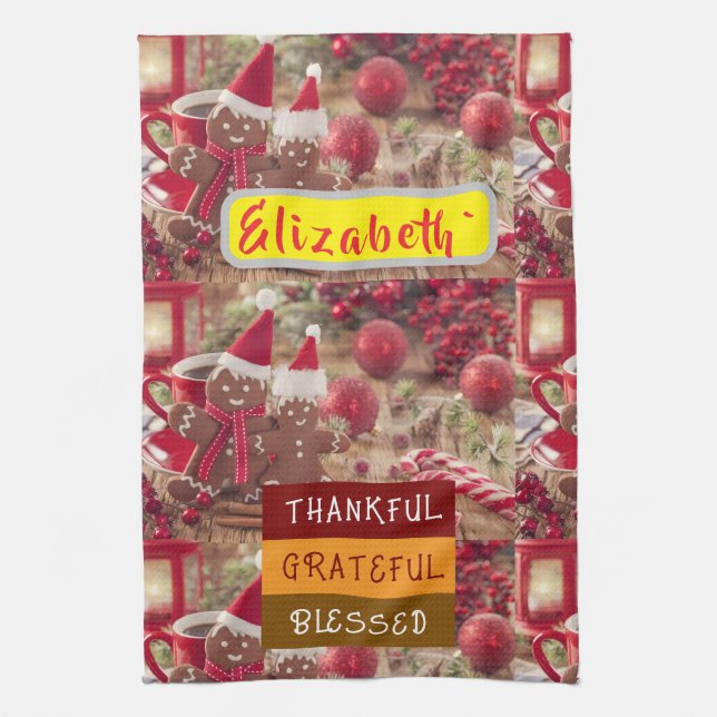 Linge De Cuisine "Thankful & Twinkling: Personalized Holiday Cheer  (Vertical)