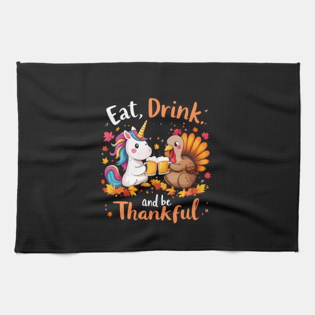 Linge De Cuisine Thanksgiving Funny Unicorn Turkey Day Beer Long Sl (Horizontal)