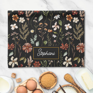 Linge De Cuisine Thé aux fleurs sauvages à motif floral vintage aqu