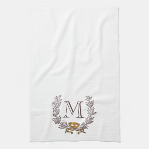 Linge De Cuisine Thé initial de Monogramme personnalisé de couronne