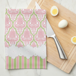 Linge De Cuisine Thé rose et vert de damassé chic minable