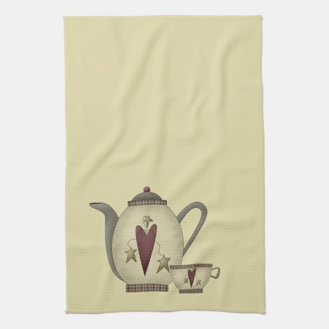 Linge De Cuisine Théière et tasse de thé (Vertical)
