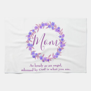 Linge De Cuisine Thème de maman Courbe fleurie violette et bleue