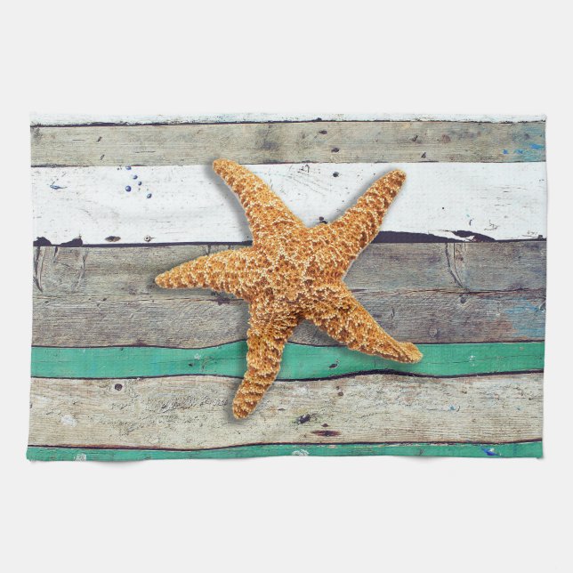 Linge De Cuisine Thème Plage Starfish Mariage Rustique (Horizontal)
