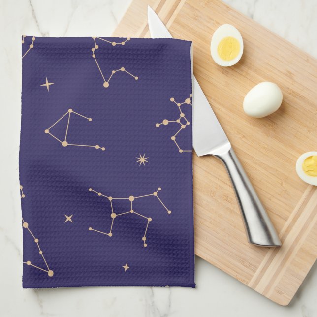 Linge De Cuisine Thème Solareclipse étoile d'or céleste (Quart Plié)