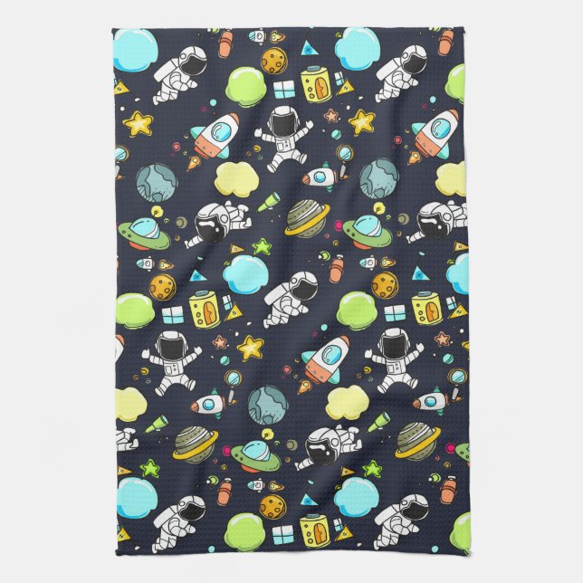Linge De Cuisine Thème spatial cool - Astronauts & Rocket Ships (Vertical)