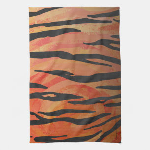 Linge De Cuisine Tiger chaud orange et noir