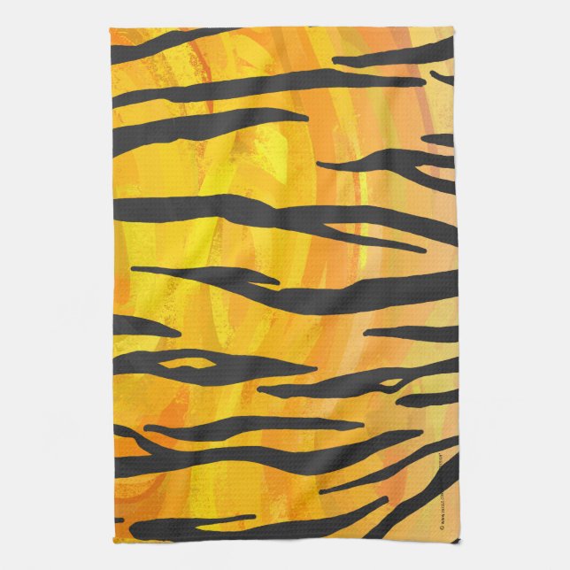 Linge De Cuisine Tiger noir et orange (Vertical)