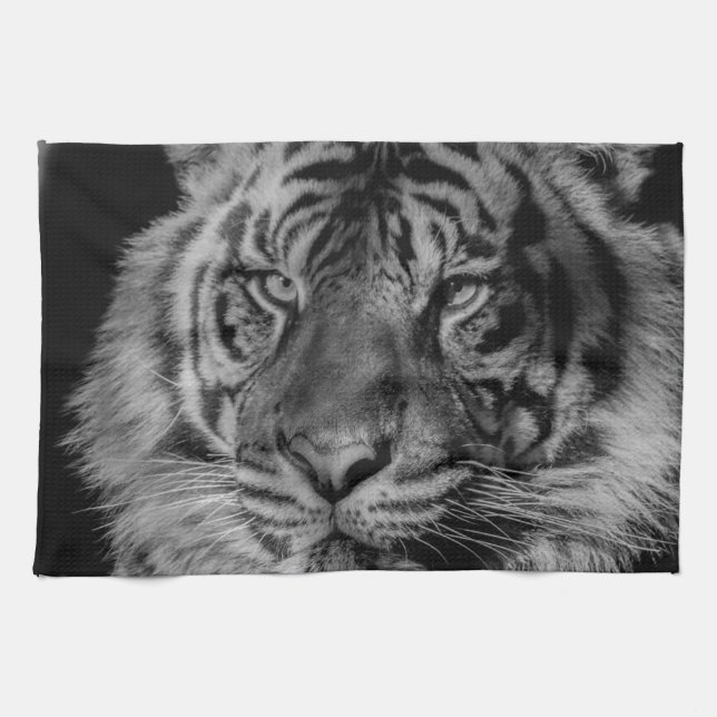 Linge De Cuisine Tigre noir et blanc (Horizontal)