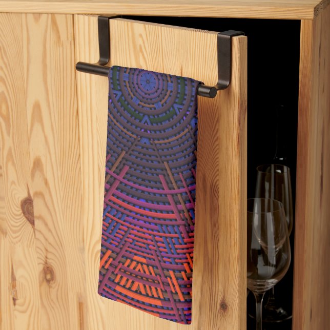 Linge De Cuisine Tisser Mandala rouge orange et violet (Pliage en tiers)