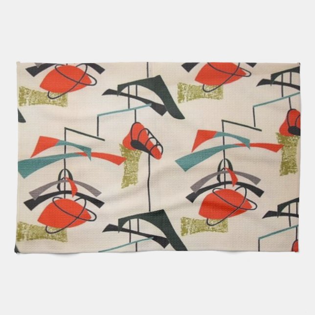 Linge De Cuisine Tissu atomique moderne du milieu du siècle serviet (Horizontal)