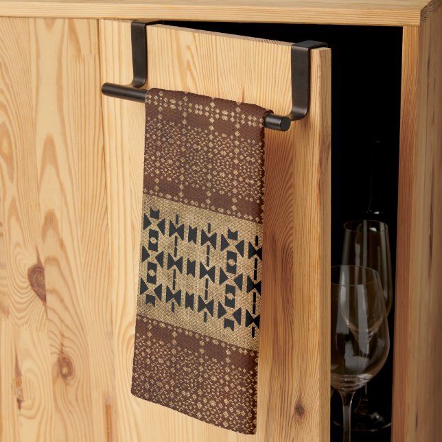 Linge De Cuisine Tissu Brown Tribal Riche (Pliage en tiers)