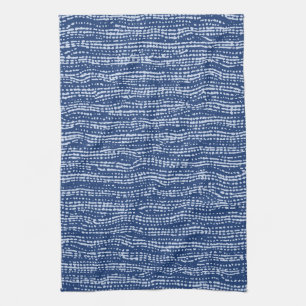 Linge De Cuisine Tissu de boue rayures en bleu indigo