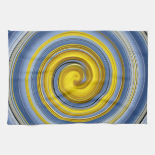 Linge De Cuisine Tissu de cuisine spirale jaune-bleu