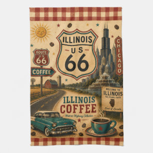 Linge De Cuisine Tissu Texas Route 66 Coffee Ranch style matin