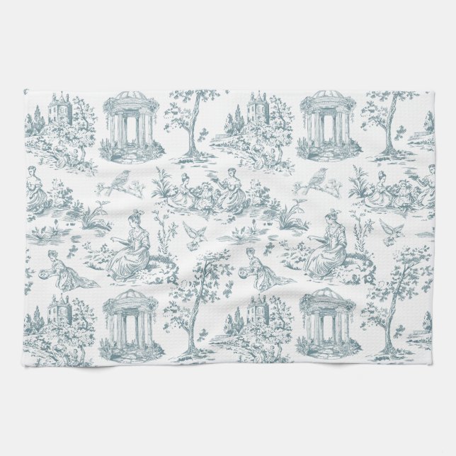 Linge De Cuisine Toile bleue et blanche (Horizontal)