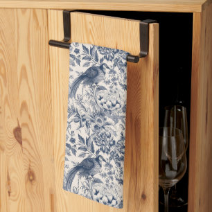Linge De Cuisine Toile bleue vintage Fleurie