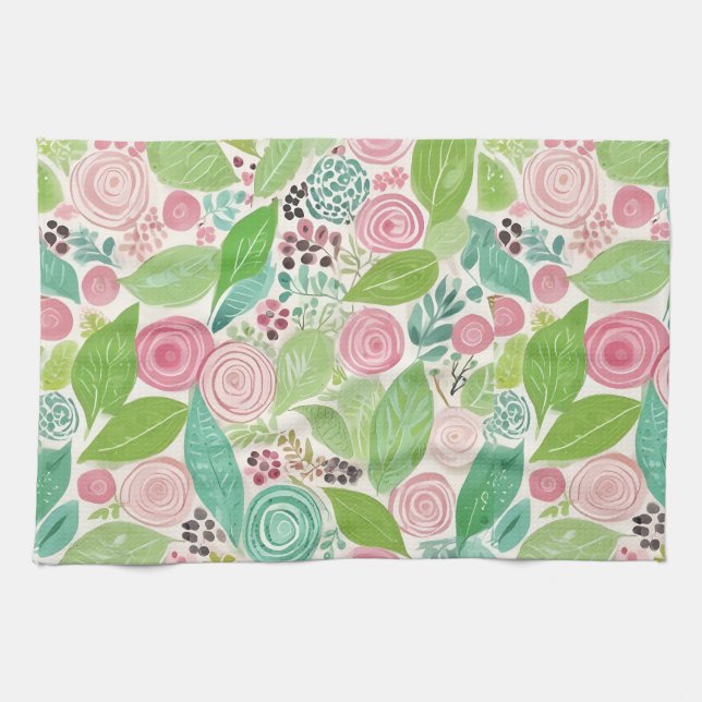 Linge De Cuisine Toile de cuisine cousue blanc aquarelle (Horizontal)