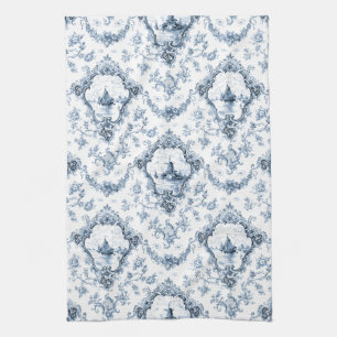 Linge De Cuisine Toile florale gravée avec moulin à vent et bateaux
