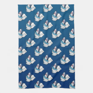 Linge De Cuisine Toilette Shark Funny Blue Cartoon