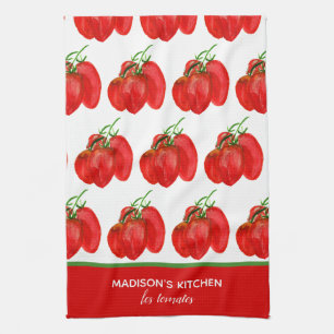 Linge De Cuisine Tomates aquarelles personnalisées rustiques frança