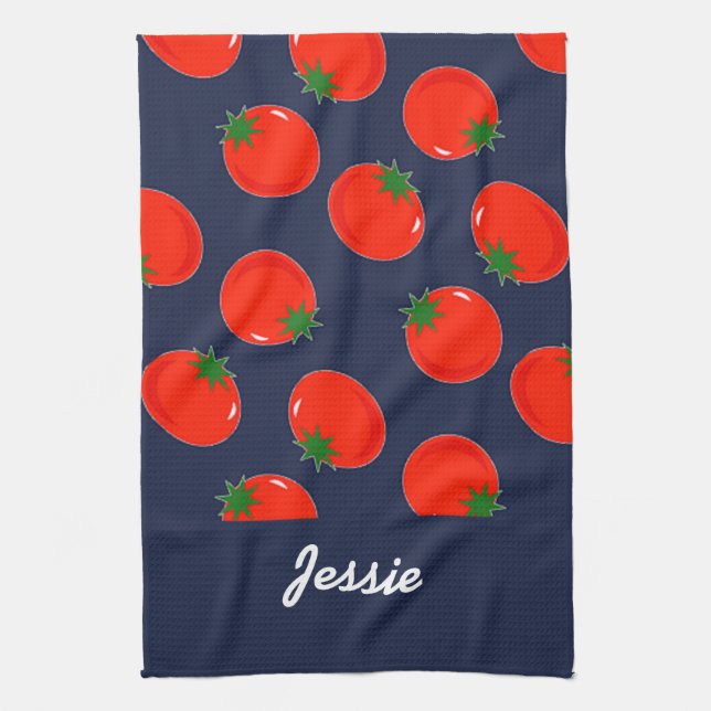 Linge De Cuisine tomates rouges sur le bleu (Vertical)