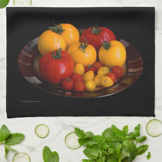Linge De Cuisine Tomates rouges, tomates jaunes (Plié)