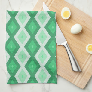 Linge De Cuisine Tons de motif diamant vert