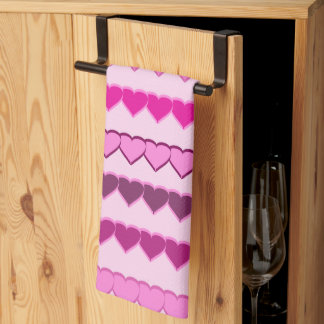 Linge De Cuisine Tons des lignes de coeur rose