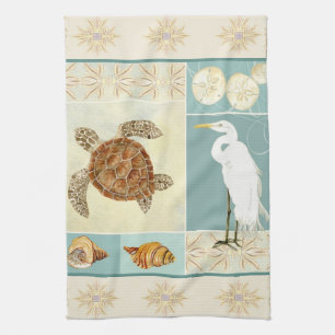 Linge De Cuisine Tortue de mer côtière de collage de bord de la m