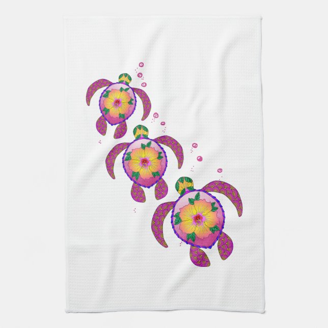 Linge De Cuisine Tortues de Honu hawaïennes tropicales (Vertical)