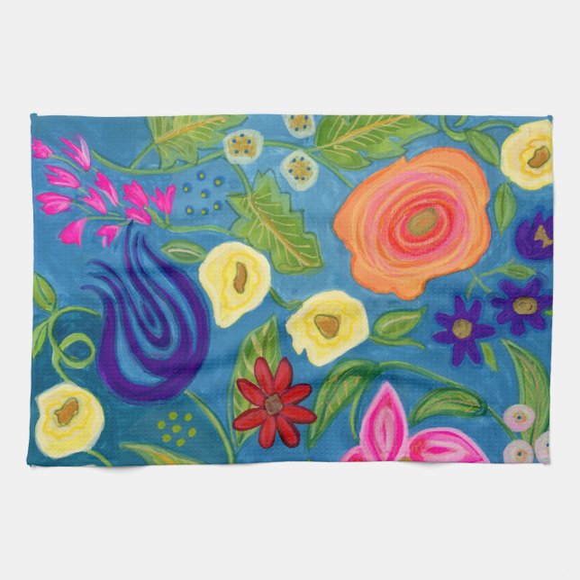 Linge De Cuisine Tossed Flowers tea towel (Horizontal)