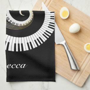 Linge De Cuisine Touches de piano personnalisées et notes de musiqu