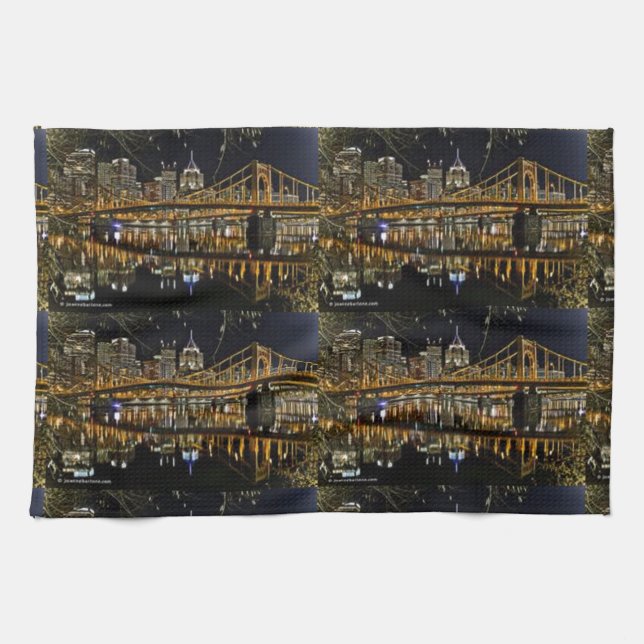 LINGE DE CUISINE TOUR DE CUISINE PITTSBURGH SKYLINE TERRIBLE (Horizontal)