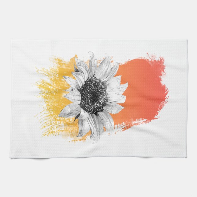Linge De Cuisine Tournesol aquarelle (Horizontal)