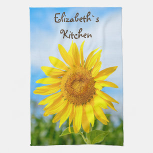 Linge De Cuisine Tournesol jaune Nom personnalisé